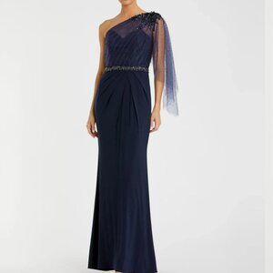 Navy Blue Mac Duggal one shoulder